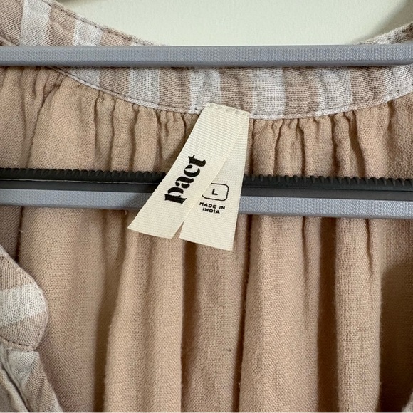 Pact Organic Coastal Double Gauze Throw-And-Go Dress Striped L Organic Cotton - Picture 2 of 7